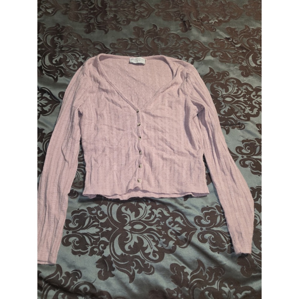 Dress Forum Los Angeles Pink Cardigan Size M Button Up Light Demure SOFT